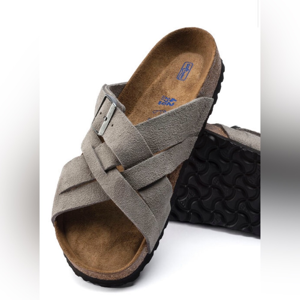 NEW! Birkenstock Lugano Suede Soft Footbed Stone Coin Men’s